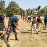 होली पर्व को लेकर पुलिस केंद्र नालंदा में दंगा निरोधक दल का मॉक ड्रिल